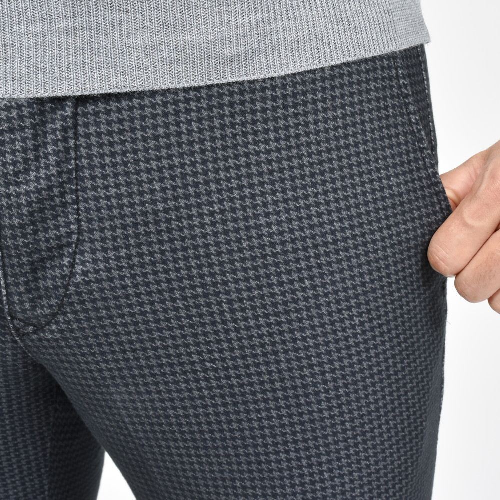 INCOTEX SLACKS(インコテックス スラックス) SLIM FIT ガーメントダイコットンストレッチネルハウンドトゥースプリントテーパードパンツ 18S100-40593/21515