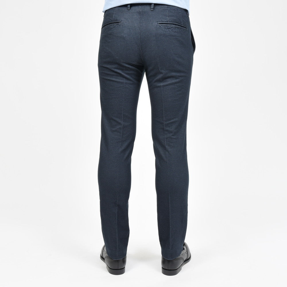 INCOTEX SLACKS(インコテックス スラックス) SLIM FIT ガーメントダイコットンストレッチネルハウンドトゥースプリントテーパードパンツ 18S100-40593/21515
