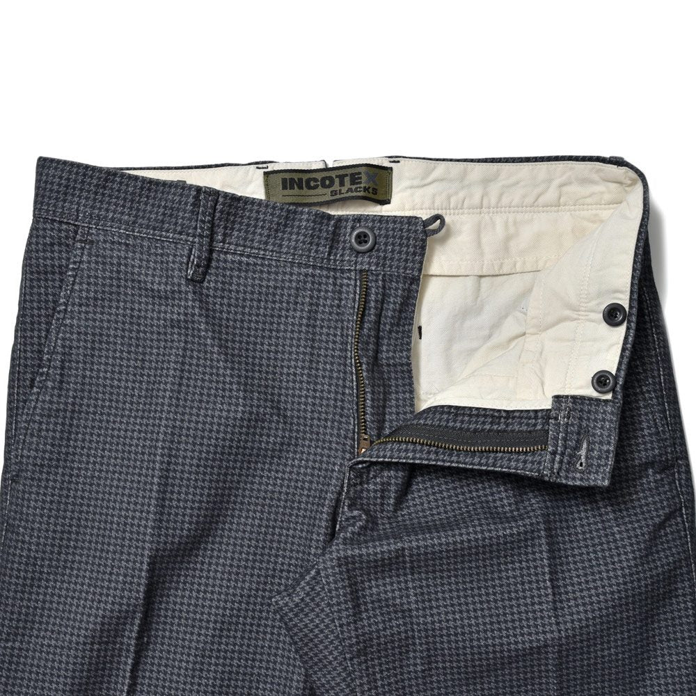 INCOTEX SLACKS(インコテックス スラックス) SLIM FIT ガーメントダイコットンストレッチネルハウンドトゥースプリントテーパードパンツ 18S100-40593/21515