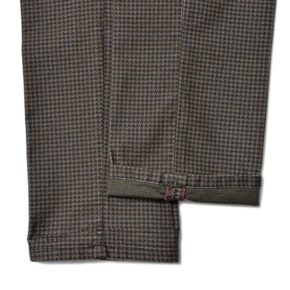 INCOTEX SLACKS(インコテックス スラックス) SLIM FIT ガーメントダイコットンストレッチネルハウンドトゥースプリントテーパードパンツ 18S100-40593/21515