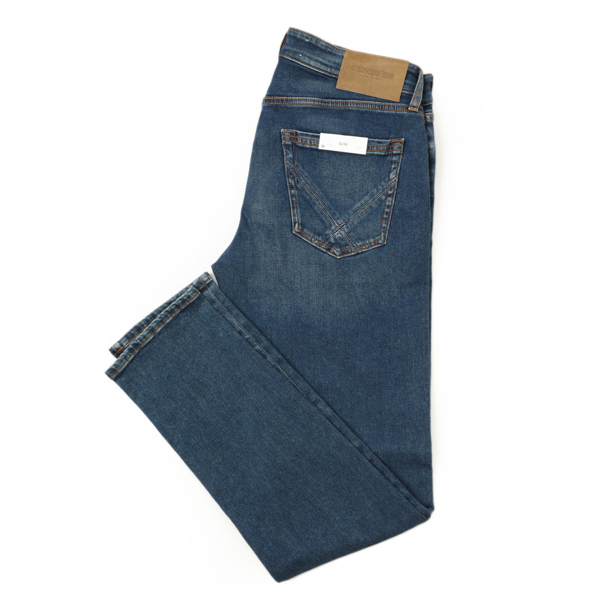 ロイロジャース / ストレッチ コットン ウォッシュド デニム / SLIM FIT / Leonardo Authentic Fleece / ブルー