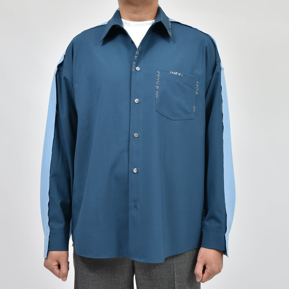 MARNI(マルニ) ポリエステルウールトロピカルバイカラーシャツ CUMU0278QS UTP771