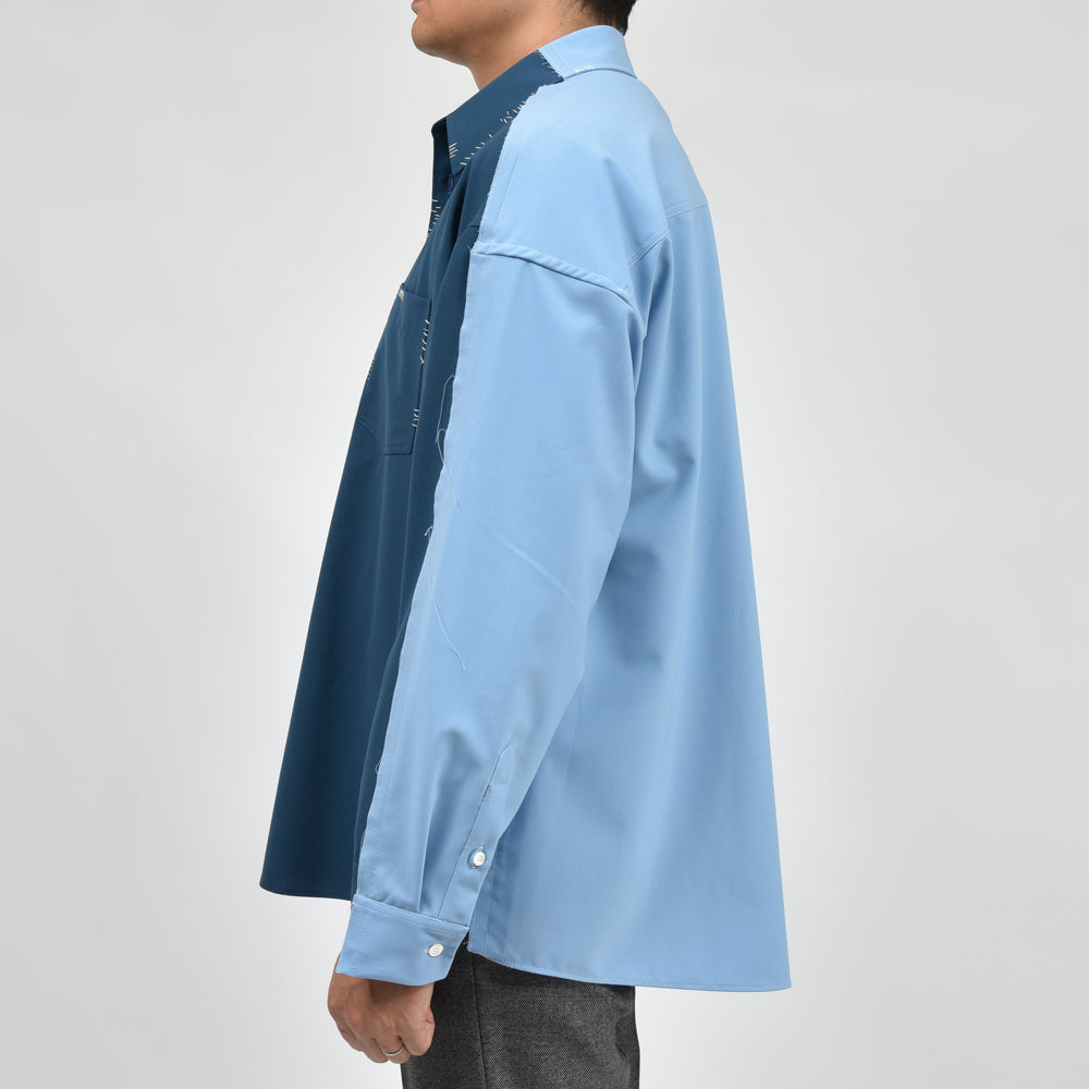 MARNI(マルニ) ポリエステルウールトロピカルバイカラーシャツ CUMU0278QS UTP771
