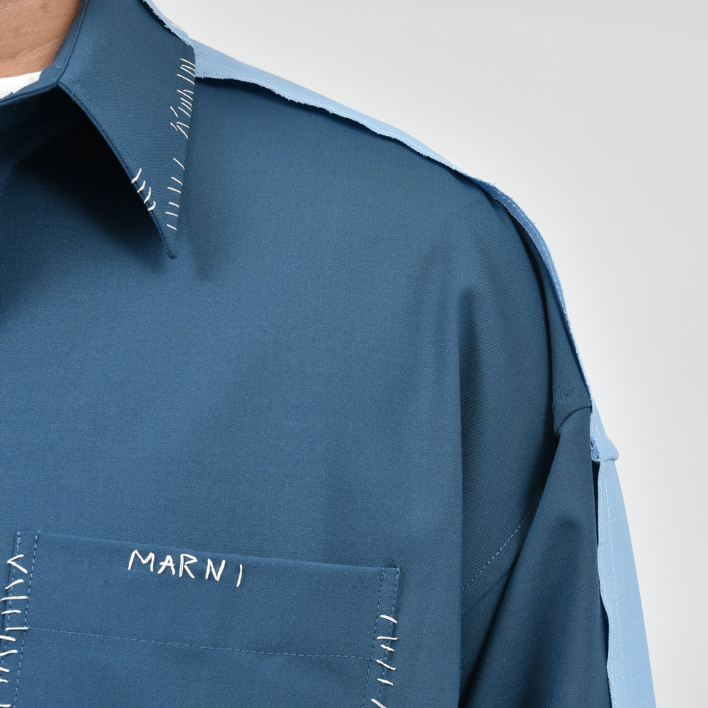 MARNI(マルニ) ポリエステルウールトロピカルバイカラーシャツ CUMU0278QS UTP771