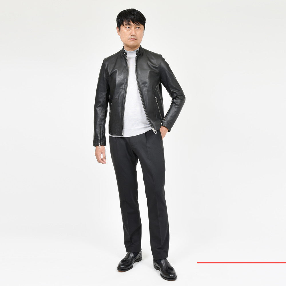 SERAPHIN(セラファン) BIKER ANDYバイカーアンディ カーフレザースタンドカラーシングルライダース 009-00