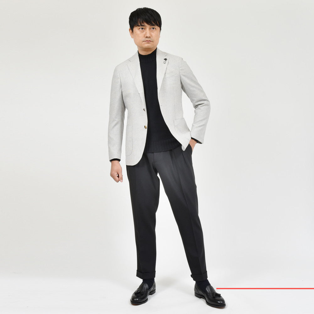LARDINI(ラルディーニ) ADVANCEアドヴァンス ウールシルクカシミアグレンチェック3Bジャケット JA6000AQ/IVSF63435