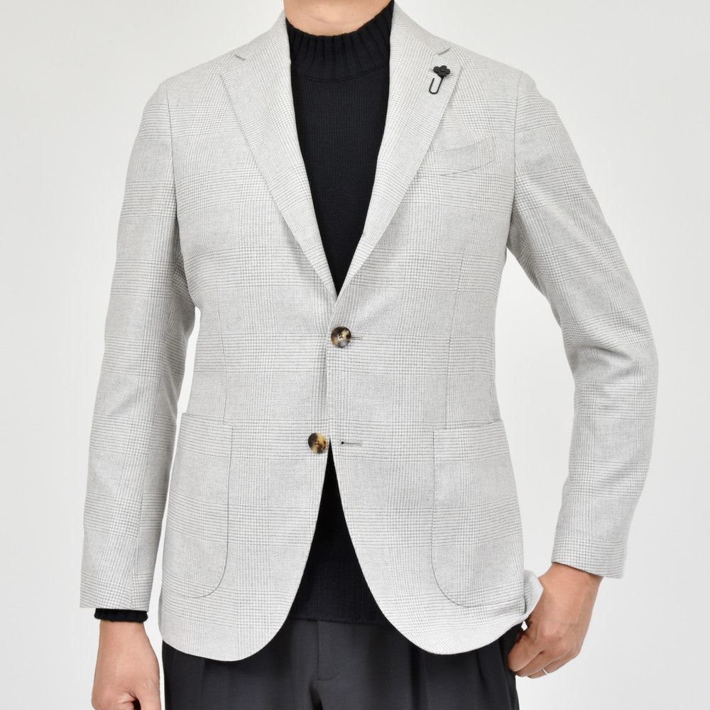 LARDINI(ラルディーニ) ADVANCEアドヴァンス ウールシルクカシミアグレンチェック3Bジャケット JA6000AQ/IVSF63435