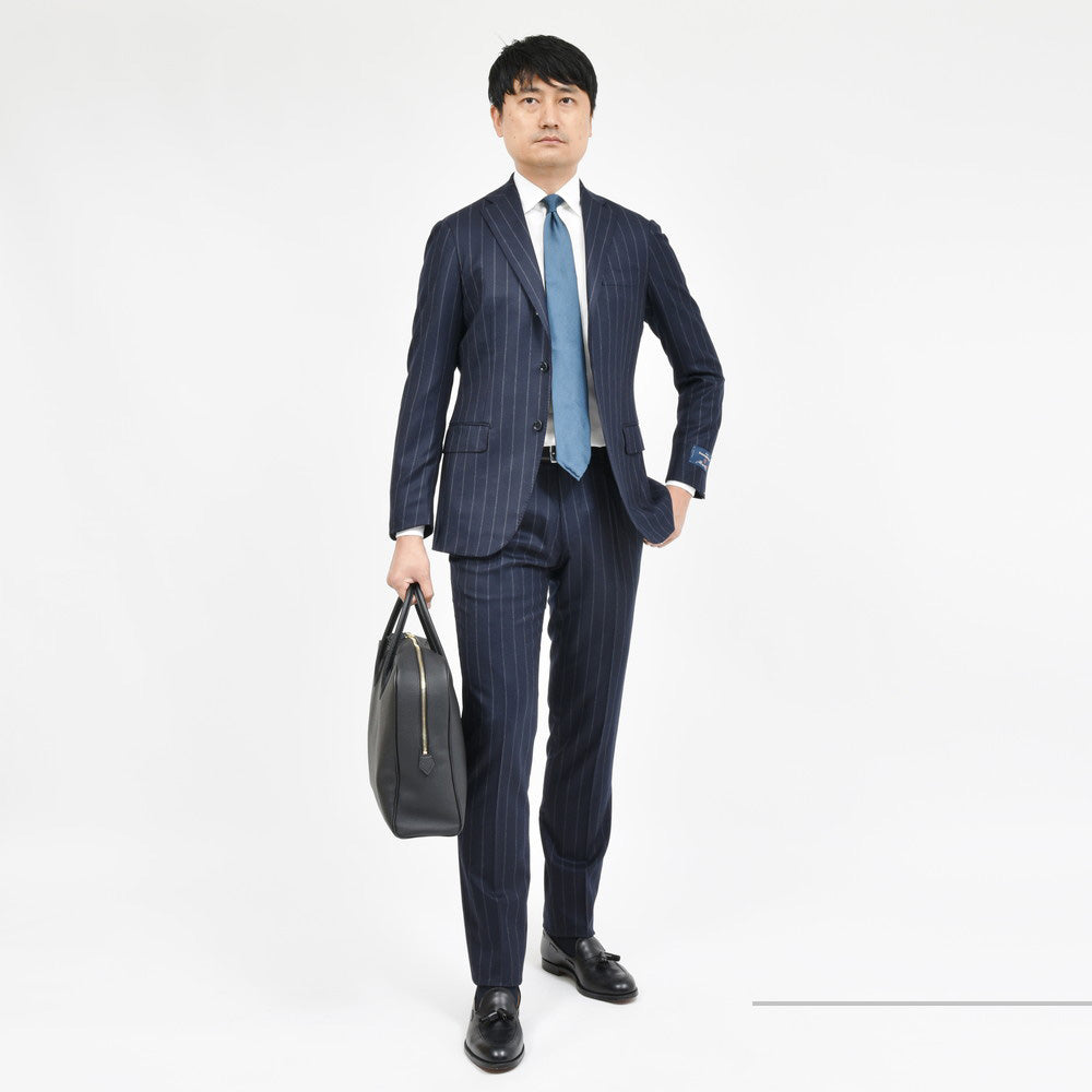 guji(グジ) Magnifico15マニフィコ15 15マイクロンウールチョークストライプ3B1プリーツスーツ(MADE BY RING JACKET / Ermenegildo Zegna