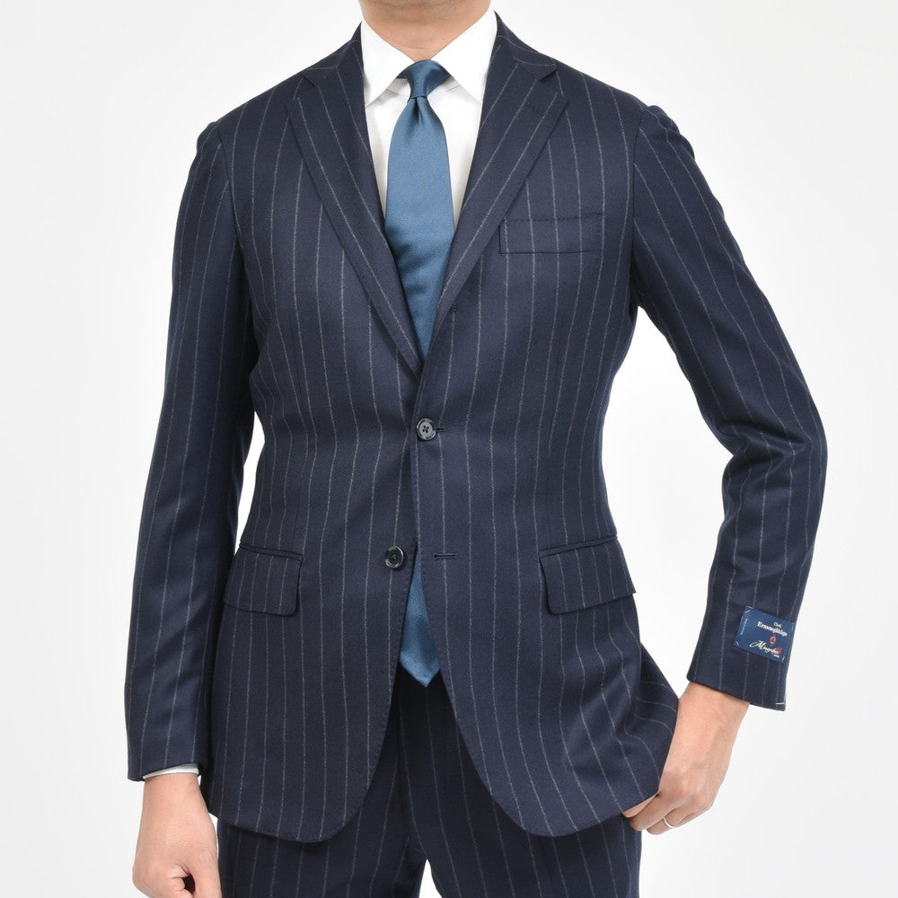 guji(グジ) Magnifico15マニフィコ15 15マイクロンウールチョークストライプ3B1プリーツスーツ(MADE BY RING JACKET / Ermenegildo Zegna