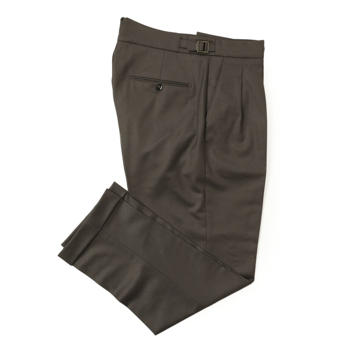 ベルウィッチ / SCOTCH スコッチ ワイド テーパード ベルトレス ツープリーツ ウール カノニコ サイドアジャスター パンツ/VB8996 TAUPE