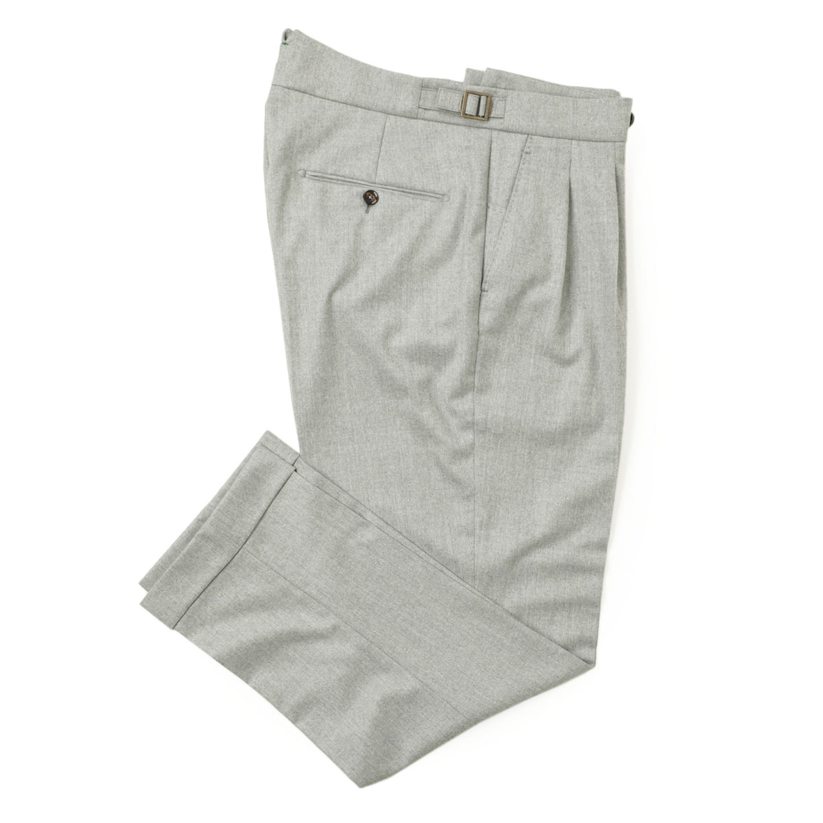 ベルウィッチ / SCOTCH スコッチ ワイド テーパード ベルトレス ツープリーツ ウール カノニコ サイドアジャスター パンツ/VB8996 LIGHT GRAY