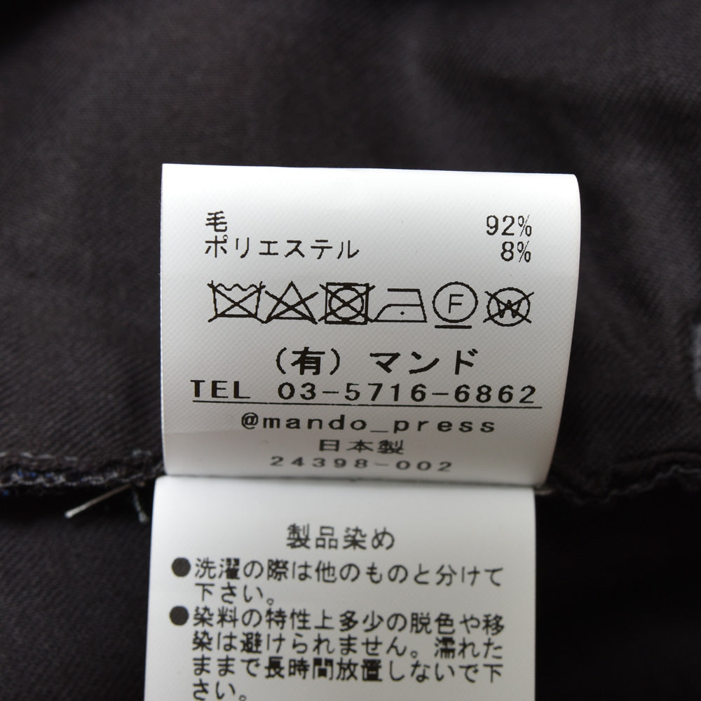 mando(マンド) ガーメントダイウールポリエステルジャガード1Pフレアパンツ 24398-002