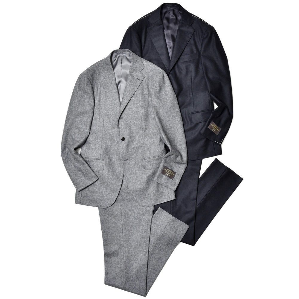guji(グジ) SUPER100'sウールフランネル3B1プリーツスーツ (MADE BY RING JACKET / VITALE BARBERIS CANONICOファブリック使用)【秋/