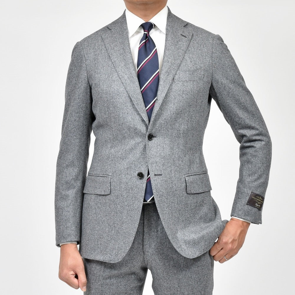 guji(グジ) SUPER100'sウールフランネル3B1プリーツスーツ (MADE BY RING JACKET / VITALE BARBERIS CANONICOファブリック使用)【秋/