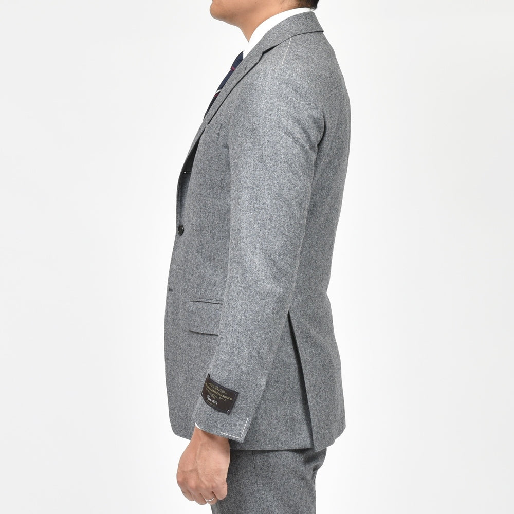 guji(グジ) SUPER100'sウールフランネル3B1プリーツスーツ (MADE BY RING JACKET / VITALE BARBERIS CANONICOファブリック使用)【秋/