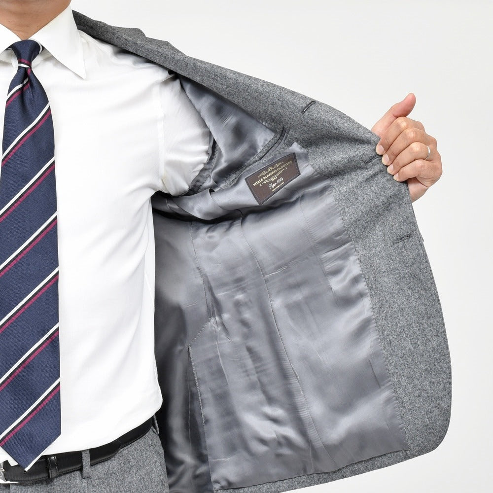 guji(グジ) SUPER100'sウールフランネル3B1プリーツスーツ (MADE BY RING JACKET / VITALE BARBERIS CANONICOファブリック使用)【秋/