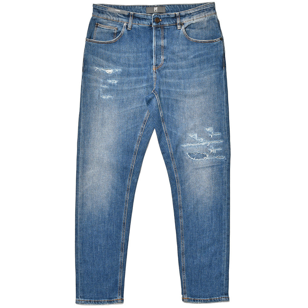 PT TORINO DENIM ピーティートリノデニム コットン ストレッチ ダメージ&リペア デニムパンツ REGGAE/TAPERED FIT/TX1610