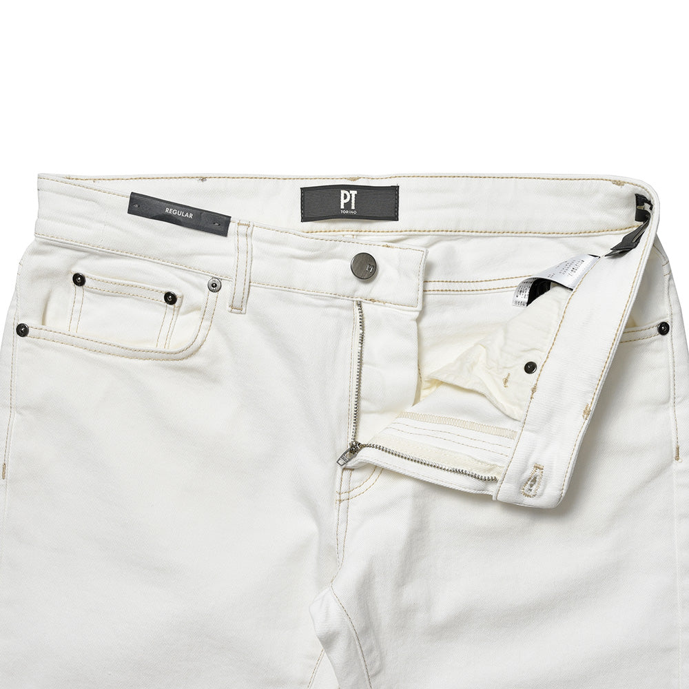 PT TORINO DENIM ピーティートリノデニム コットン ストレッチ ウォッシュド ホワイトデニムパンツ SWING/SUPERSLIM FIT/OA14L0