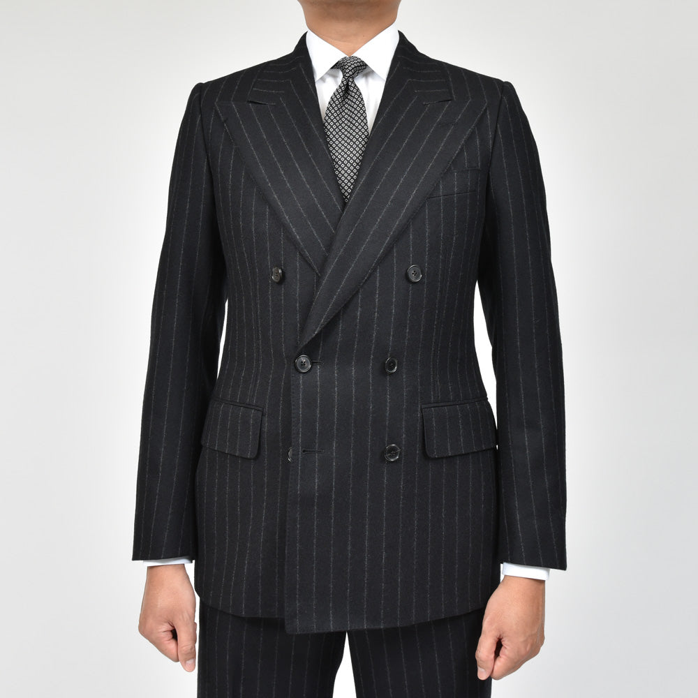HUSBANDS(ハズバンズ) ウールフランネルチョークストライプ6Bダブルジャケット VEDB WOBKJY.CO