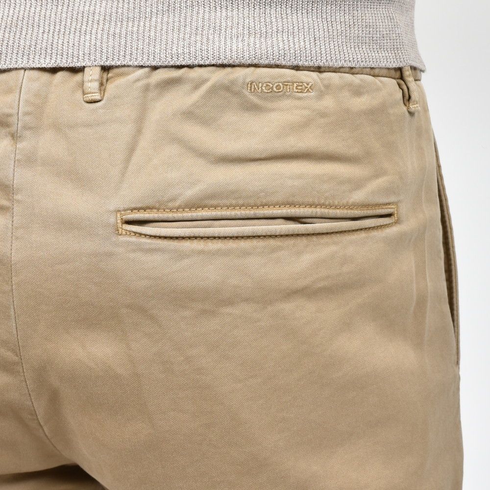 INCOTEX SLACKS(インコテックス スラックス) SLIM FIT ガーメントダイコットンストレッチサテンシャーリングテーパードパンツ 13S166-4697A/21553