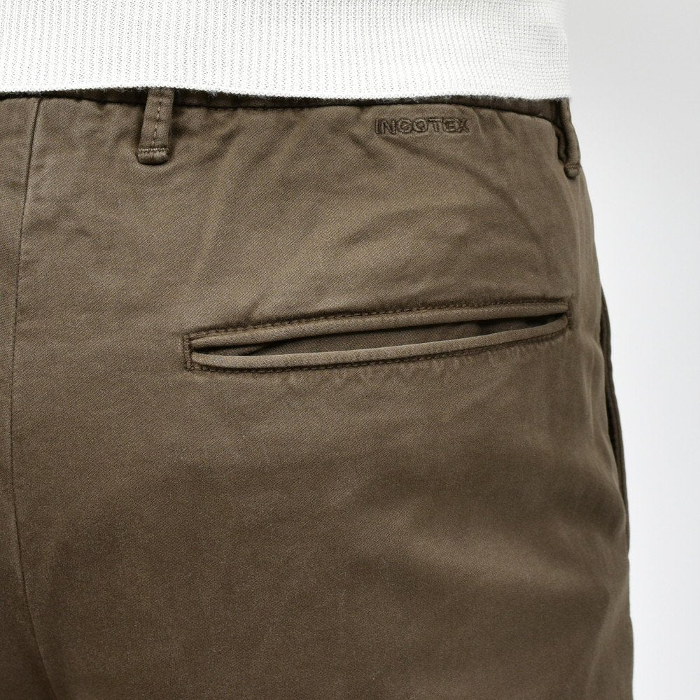 INCOTEX SLACKS(インコテックス スラックス) SLIM FIT ガーメントダイコットンストレッチサテンシャーリングテーパードパンツ 13S166-4697A/21553