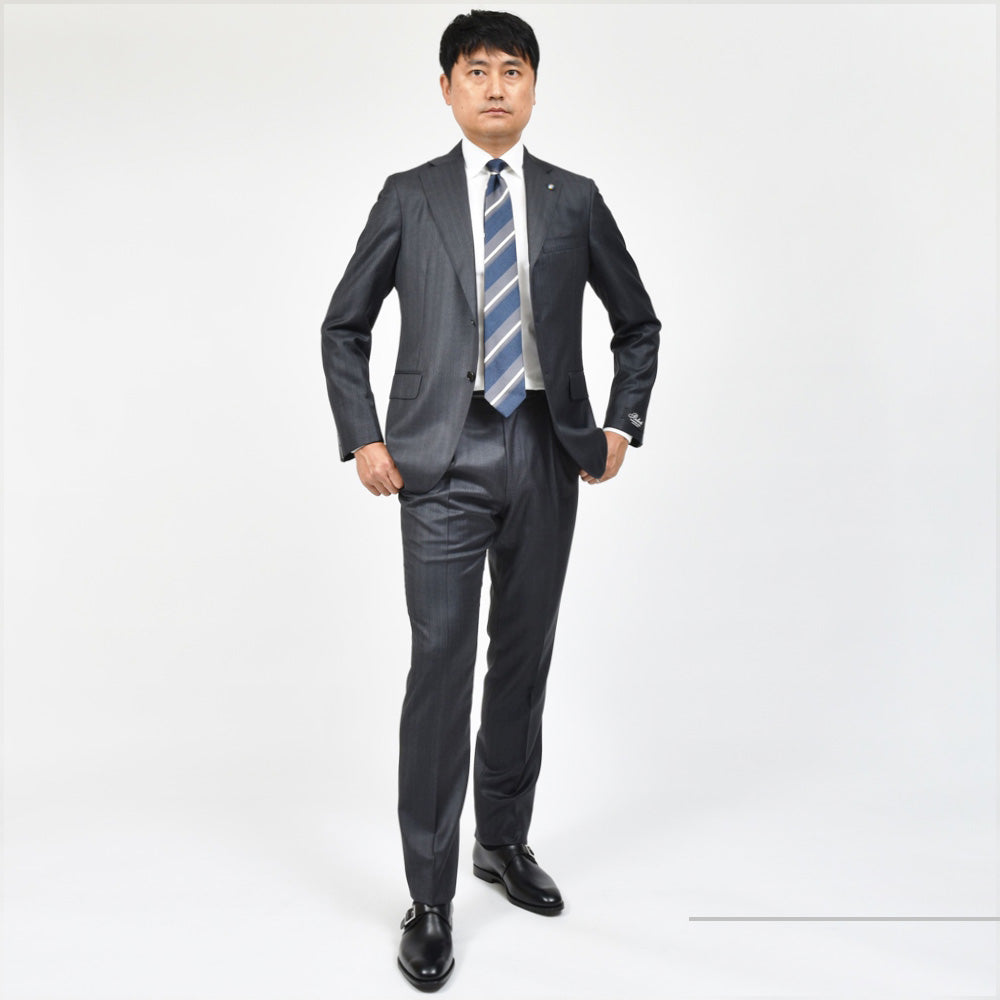 Belvest(ベルベスト) SUPER110'sウールオルタネイトストライプ3B1プリーツスーツ A305S-11931/GJ