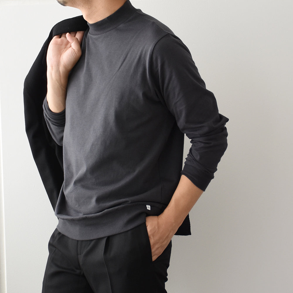 アンティーチポ / スムースコットン モックネック ロングスリーブ Tシャツ/FIANO LUNGO/smooth
