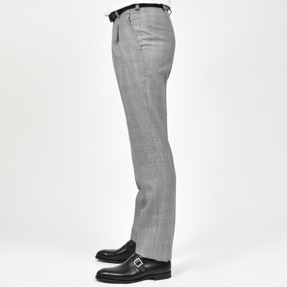 IGARASHI TROUSERS(五十嵐トラウザーズ) ウールライトツィードグレンチェック1プリーツスリムテーパードパンツ IGT/1OUTP/M3480