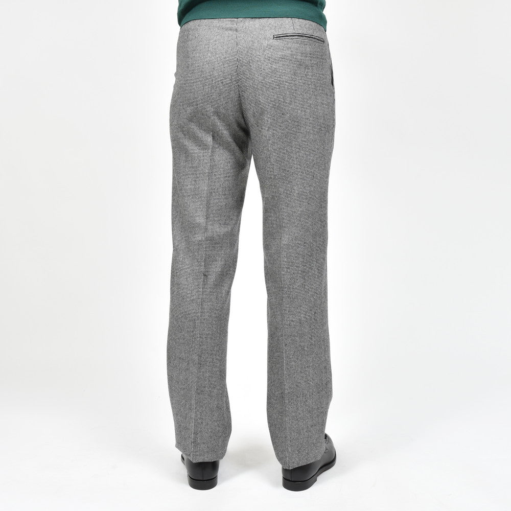 IGARASHI TROUSERS(五十嵐トラウザーズ) ウールフランネルハウンドトゥース2プリーツサイドアジャスターテーパードパンツ IGT/2OUTP/M6400