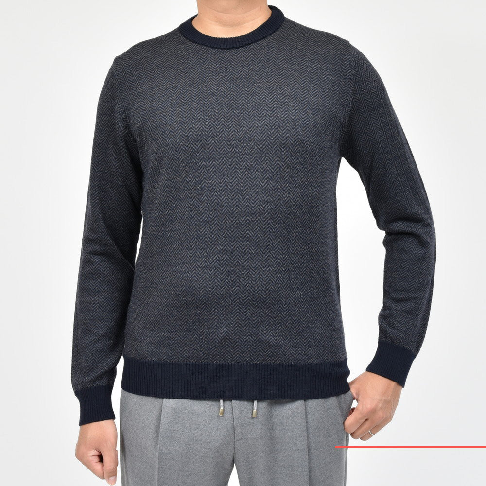 ZANONE(ザノーネ) ハイゲージウールヘリンボーンクルーネックニット GIRO/SLIM FIT/810114/ZN226/21700