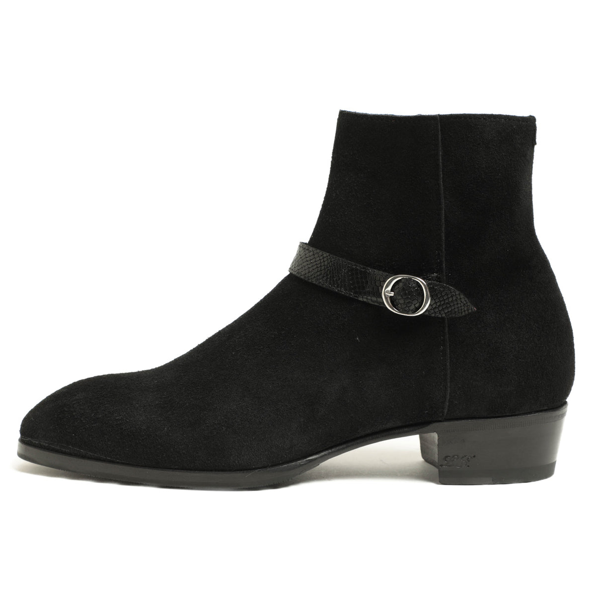 リドフォルト / リザード型押し スエード ベルト バックルサイドジップ ブーツ / 250/C / BLACK SUEDE ブラック