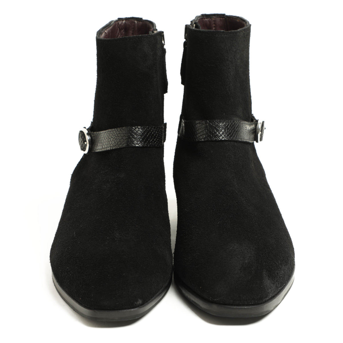 リドフォルト / リザード型押し スエード ベルト バックルサイドジップ ブーツ / 250/C / BLACK SUEDE ブラック