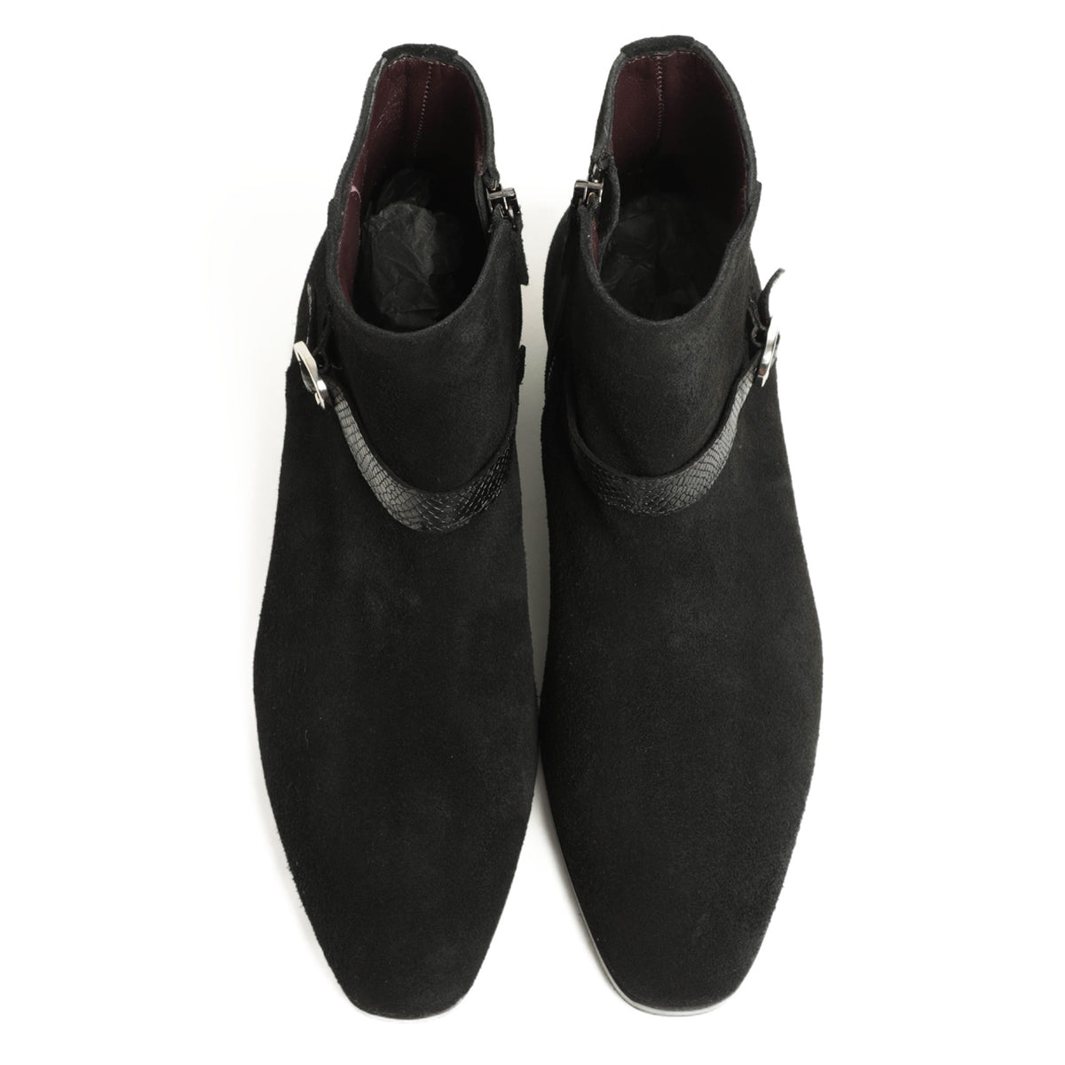 リドフォルト / リザード型押し スエード ベルト バックルサイドジップ ブーツ / 250/C / BLACK SUEDE ブラック