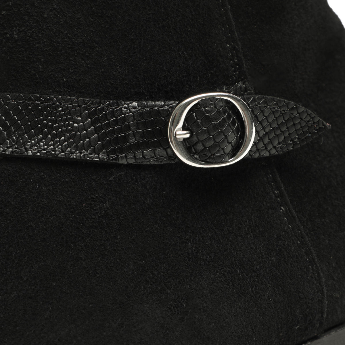リドフォルト / リザード型押し スエード ベルト バックルサイドジップ ブーツ / 250/C / BLACK SUEDE ブラック