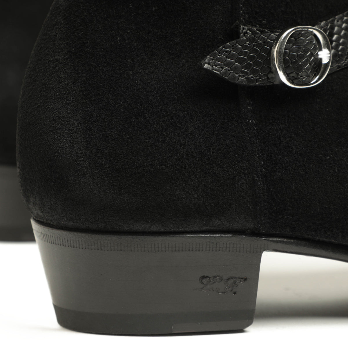 リドフォルト / リザード型押し スエード ベルト バックルサイドジップ ブーツ / 250/C / BLACK SUEDE ブラック