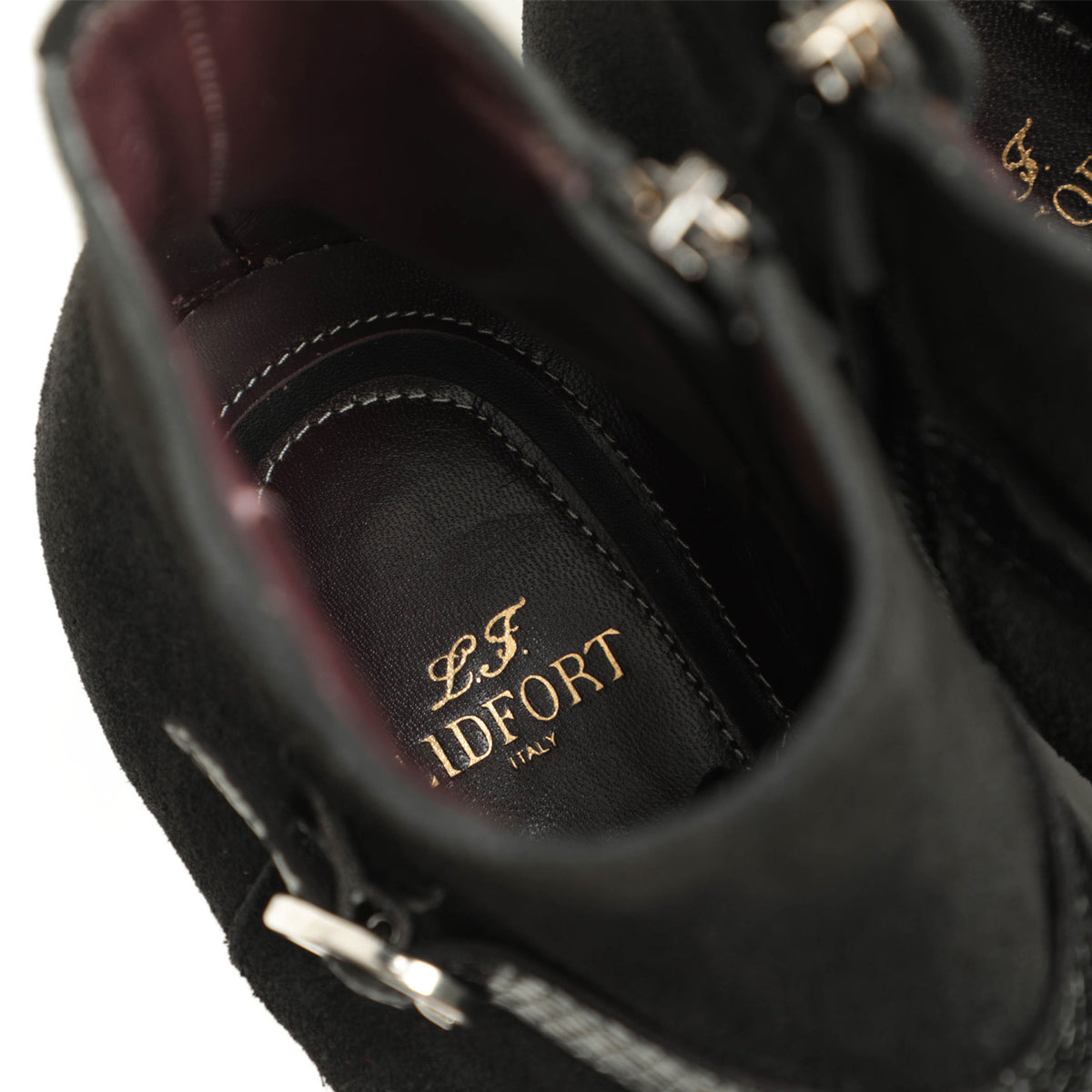 リドフォルト / リザード型押し スエード ベルト バックルサイドジップ ブーツ / 250/C / BLACK SUEDE ブラック