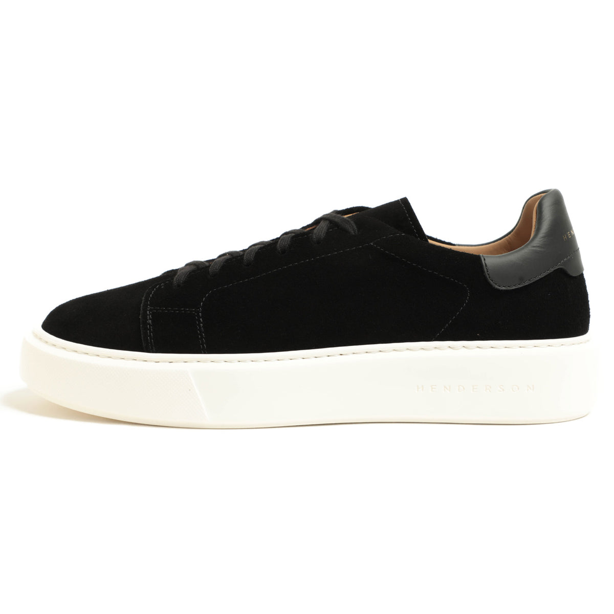 ヘンダーソン / カーフ スエードローカット レースアップ 厚底 スニーカー / EVAソール / LEONE 12 / NERO SUEDE ブラック