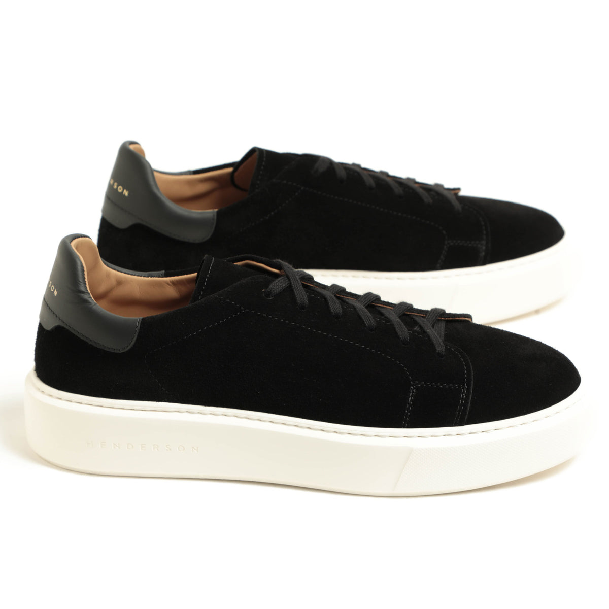 ヘンダーソン / カーフ スエードローカット レースアップ 厚底 スニーカー / EVAソール / LEONE 12 / NERO SUEDE ブラック