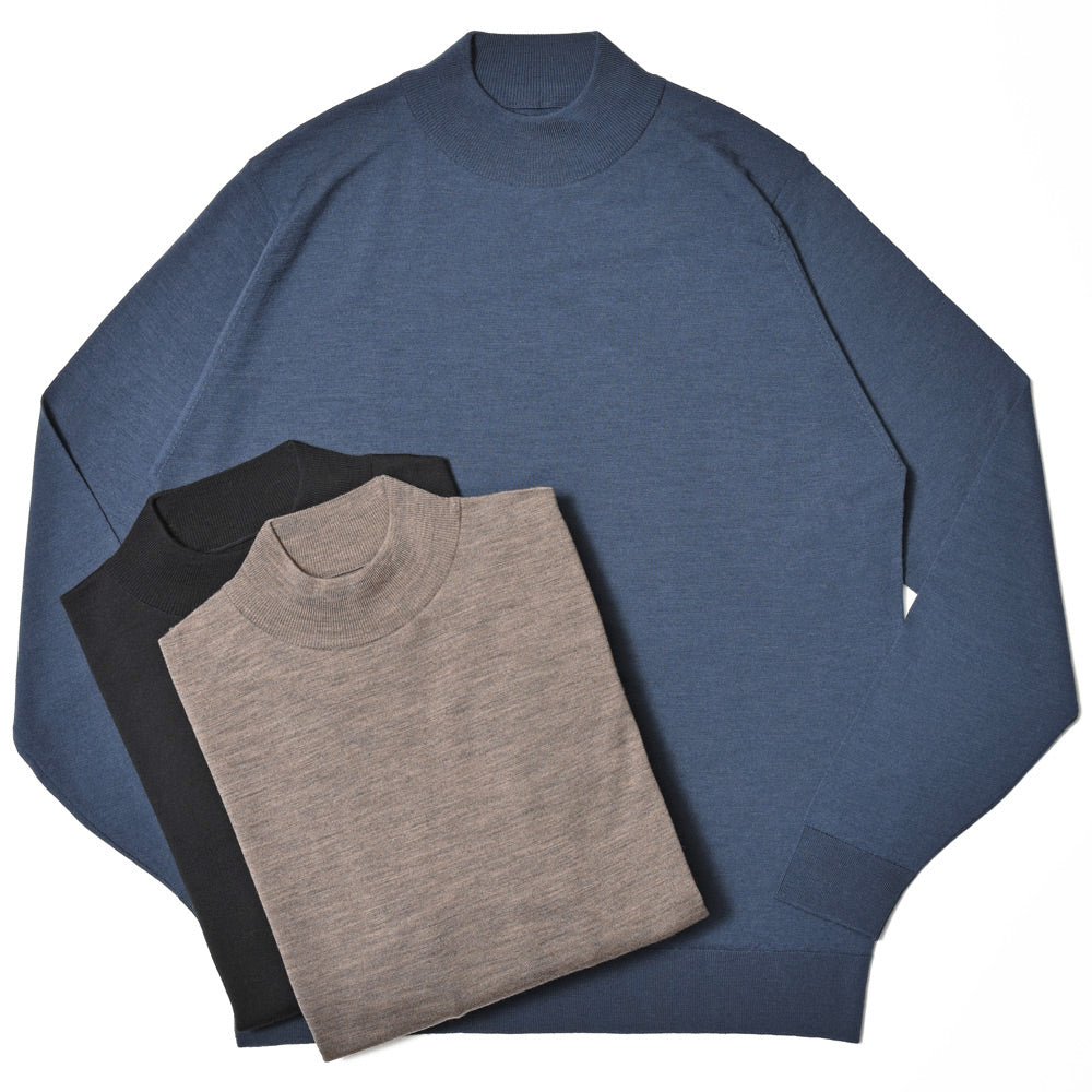 JOHN SMEDLEY ジョンスメドレー KILDAY エクストラファインメリノウール 30ゲージ モックネック ニット MODERN FIT