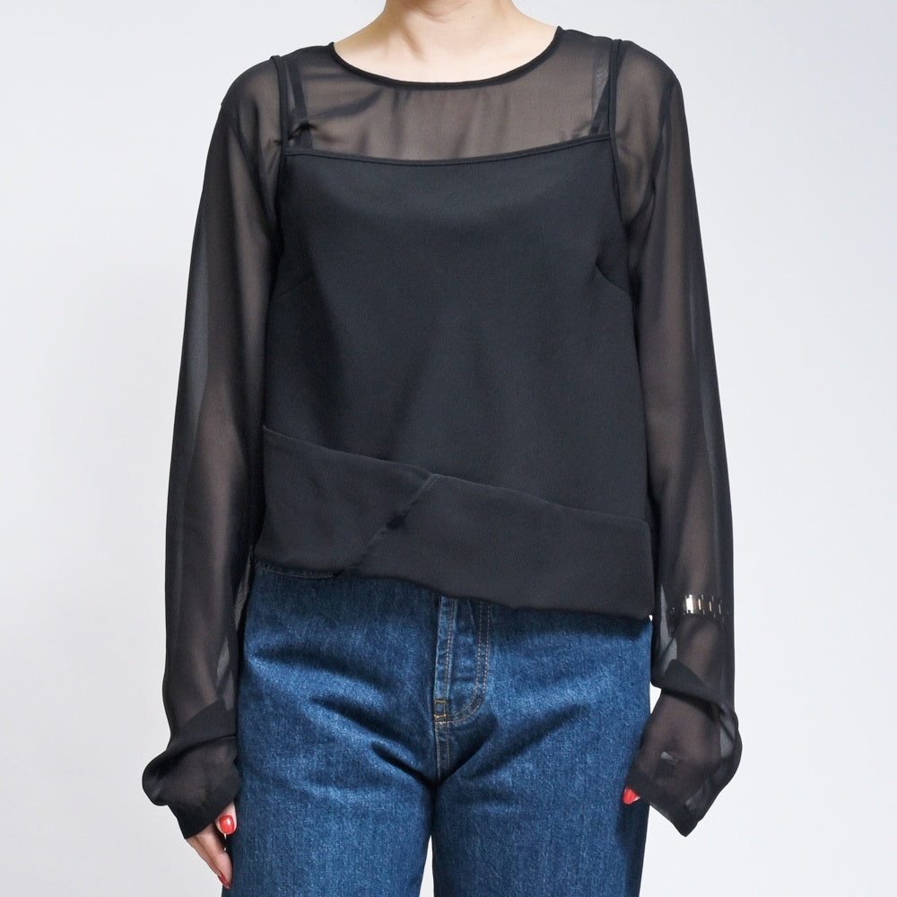MM6 MAISON MARGIELA(エムエム6 メゾン マルジェラ)<BR>S52NH0020 ポリエステルシアー ロングスリーブ レイヤードトップ