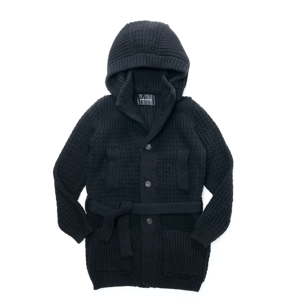 タリアトーレ / デタッチャブルフード ベルテッド ニットコート/FERNIE PWI24-02/ブラック