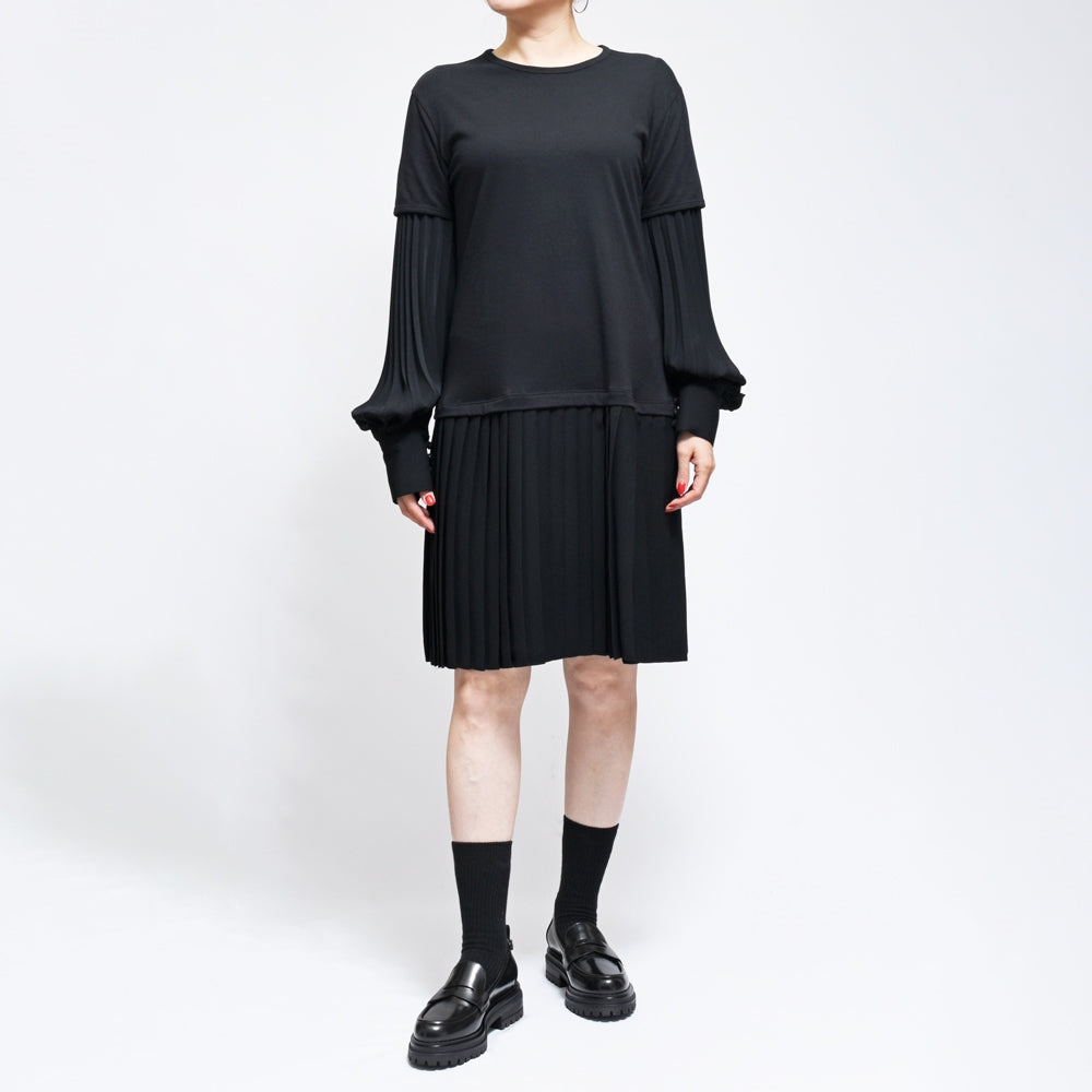 MM6 MAISON MARGIELA(エムエム6 メゾン マルジェラ)<BR>S52DA0048 カットソー×プリーツドレス レイヤードワンピース