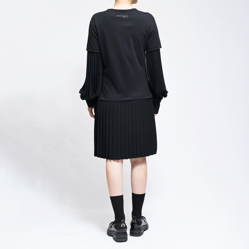 MM6 MAISON MARGIELA(エムエム6 メゾン マルジェラ)<BR>S52DA0048 カットソー×プリーツドレス レイヤードワンピース