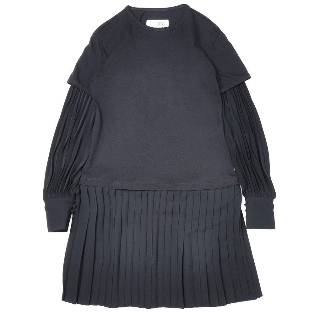 MM6 MAISON MARGIELA(エムエム6 メゾン マルジェラ)<BR>S52DA0048 カットソー×プリーツドレス レイヤードワンピース