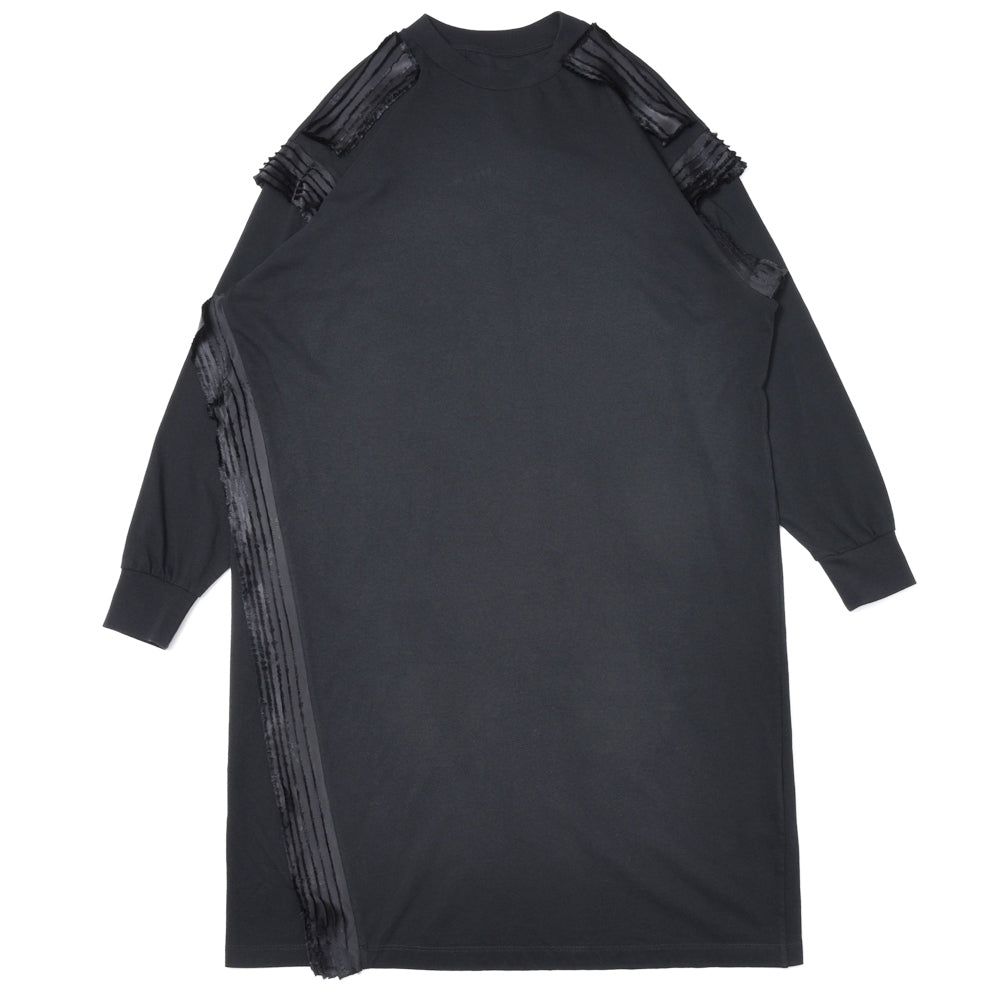 MM6 MAISON MARGIELA(エムエム6 メゾン マルジェラ)<BR>S52DD0041 フリンジプリーツフリル ロングスリーブ クルーネックワンピース