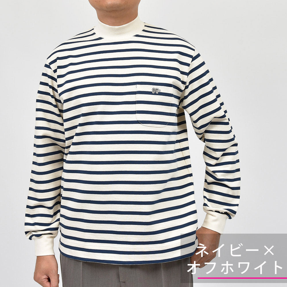 SCYE BASICS サイベーシックス コットン 16ゲージ 度詰め天竺 ボーダー モックネック カットソー
