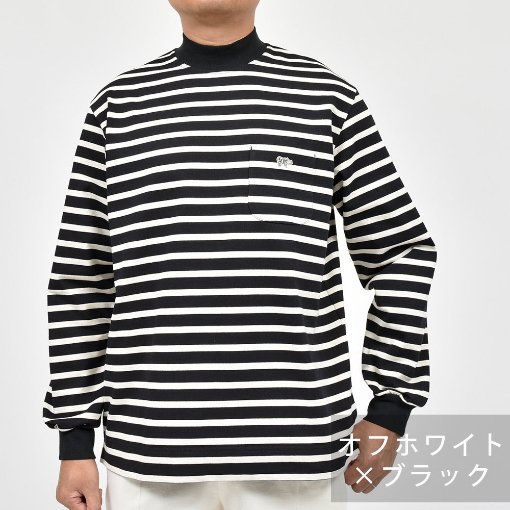 SCYE BASICS サイベーシックス コットン 16ゲージ 度詰め天竺 ボーダー モックネック カットソー