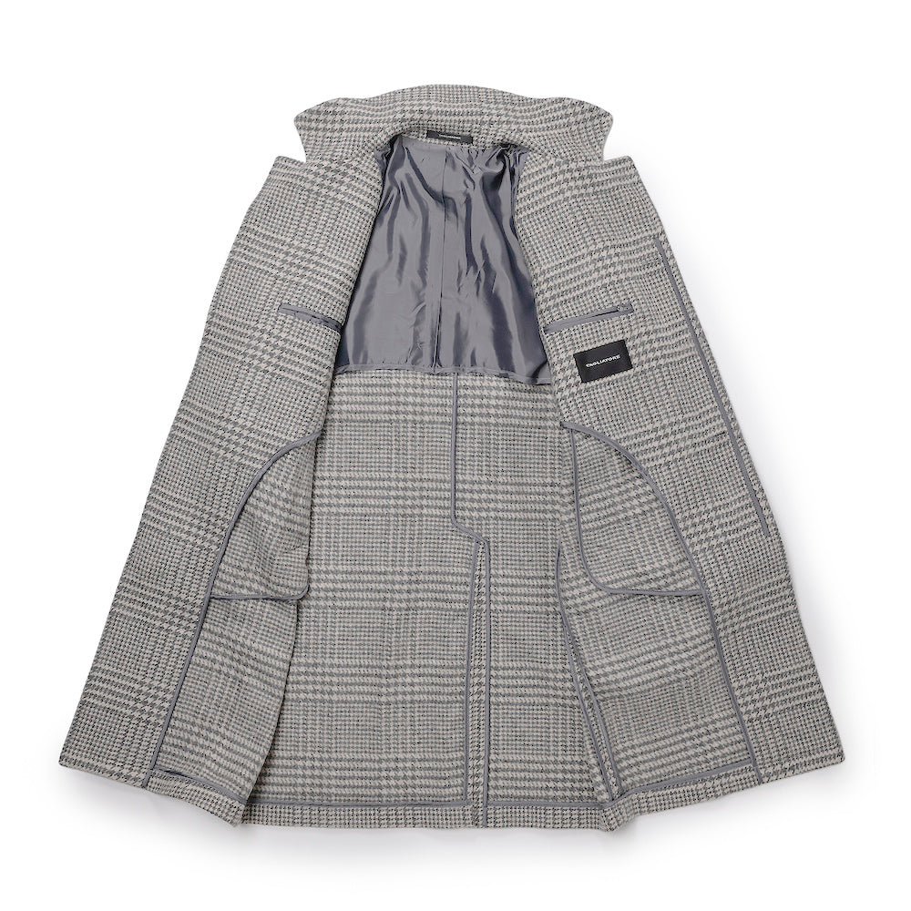 タリアトーレ / カシミア混ウール グレンプレイド ベルテッド バルカラーコート/SALOMON/S 610041