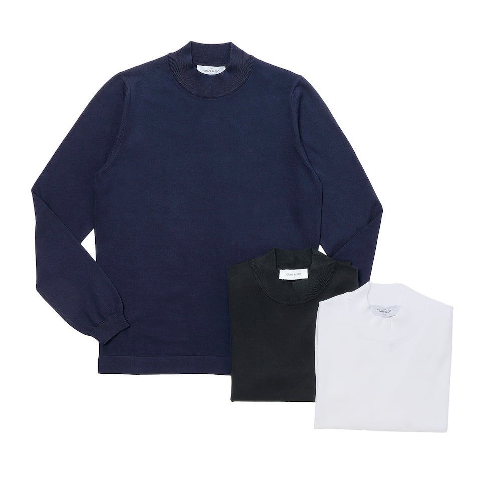グランサッソ / コットン モックネック ニット(EGYPTIAN COTTON)/58108 18120