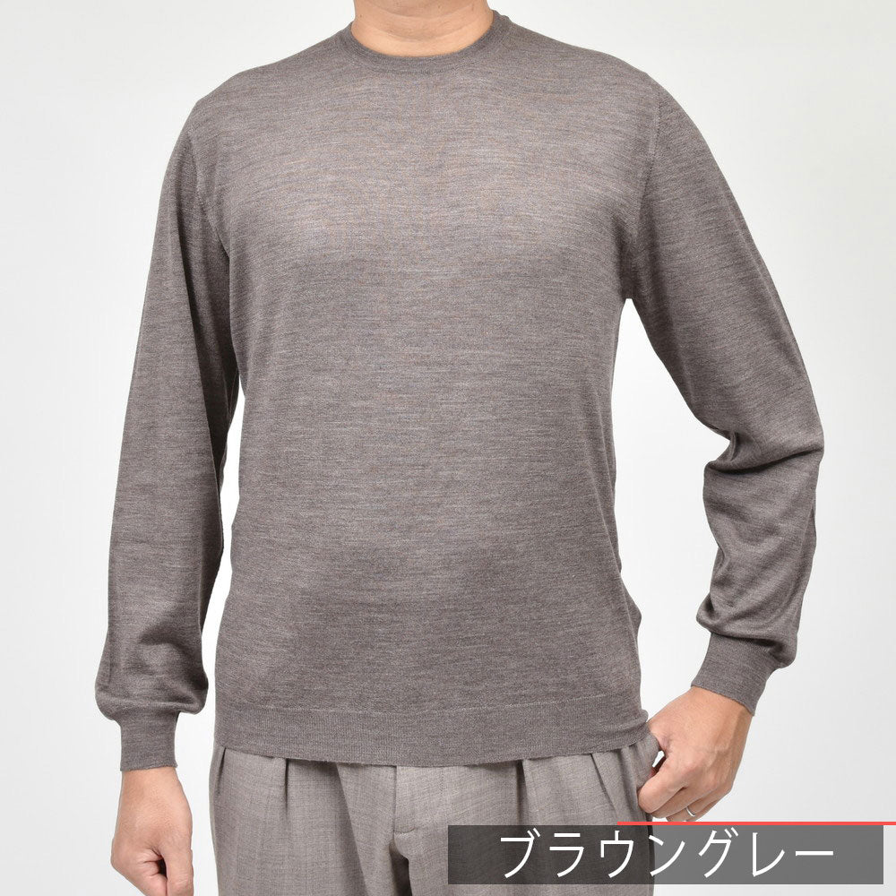 FEDELI(フェデリ) SUPER140'sハイゲージウールクルーネックニット ARG.ML.LANA140